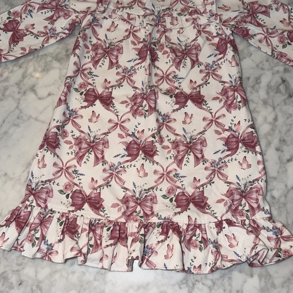 Posh Peanut Floral Pink Long Sleeve PJ Dress 2T